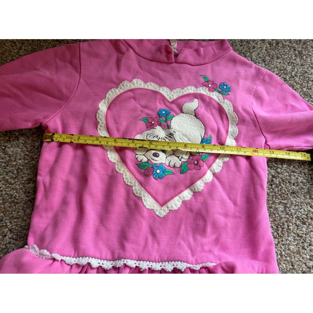 Vintage Star Ride Sportswear Pink Puppy Heart Lace Ruffle Sweatshirt Made in USA - Picture 6 of 6